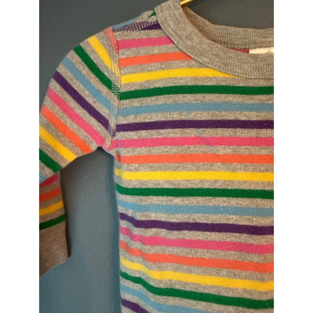 Hanna Andersson Kids Rainbow Stripe Organic Cotton Pajama Set Gray 3-6 Months